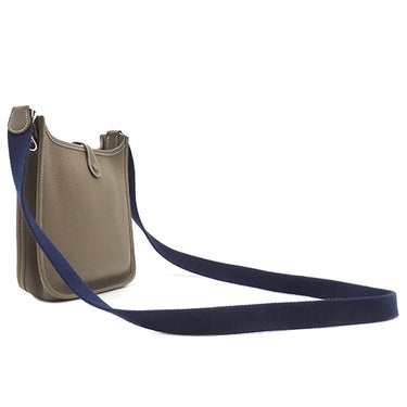 エルメス HERMES エヴリンTPM アマゾン ロング エトゥープ×ブルーインディゴ トリヨンクレマンス ショルダーバッグ シルバー金具 グレージュ