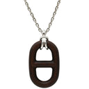 エルメス HERMES シェーヌダンクル ヴュルカニウム H077349FP01 ブラウンXシルバー メタル ヴュルカニウム ネックレス シルバー金具 ラージモチーフ ペンダント ユニセックス レザー素材