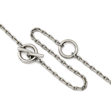 エルメス HERMES シェーヌダンクル ヴュルカニウム H077349FP01 ブラウンXシルバー メタル ヴュルカニウム ネックレス シルバー金具 ラージモチーフ ペンダント ユニセックス レザー素材