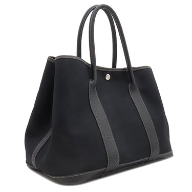 エルメス HERMES ガーデンパーティー PM ブラック トワルオフィシエ ネゴンダ トートバッグ シルバー金具 黒