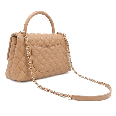 シャネル CHANEL ココハンドル ショルダー A92991 ブラウン レザー キャビアスキン 2WAYバッグ ゴールド金具 茶 トップハンドル
