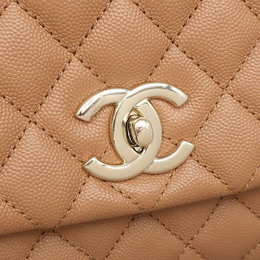 シャネル CHANEL ココハンドル ショルダー A92991 ブラウン レザー キャビアスキン 2WAYバッグ ゴールド金具 茶 トップハンドル