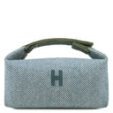 エルメス HERMES ブリッド ア ブラック PM ブルーアビス ウール ポーチ シルバー金具 青 ハンドバッグ バニティバッグ