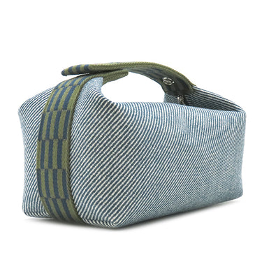 エルメス HERMES ブリッド ア ブラック PM ブルーアビス ウール ポーチ シルバー金具 青 ハンドバッグ バニティバッグ