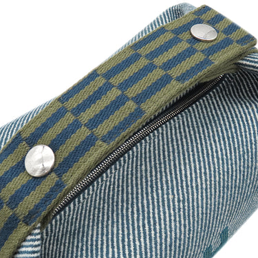 エルメス HERMES ブリッド ア ブラック PM ブルーアビス ウール ポーチ シルバー金具 青 ハンドバッグ バニティバッグ