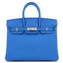 エルメス HERMES バーキン25 ブルーイドラ トゴ ハンドバッグ シルバー金具 青
