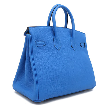 エルメス HERMES バーキン25 ブルーイドラ トゴ ハンドバッグ シルバー金具 青