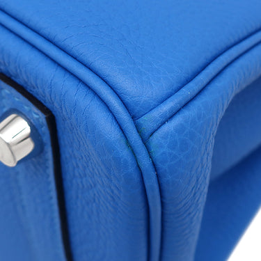 エルメス HERMES バーキン25 ブルーイドラ トゴ ハンドバッグ シルバー金具 青