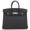 エルメス HERMES バーキン25 ブラック トゴ ハンドバッグ シルバー金具 新品 未使用 黒