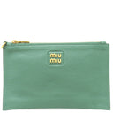 ミュウミュウ MIU MIU マドラス ポーチ 5NH013 グリーン レザー ポーチ ゴールド金具 緑 SALVIA クラッチ ポーチバッグ