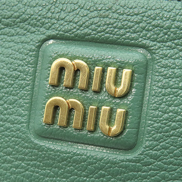 ミュウミュウ MIU MIU マドラス ポーチ 5NH013 グリーン レザー ポーチ ゴールド金具 緑 SALVIA クラッチ ポーチバッグ