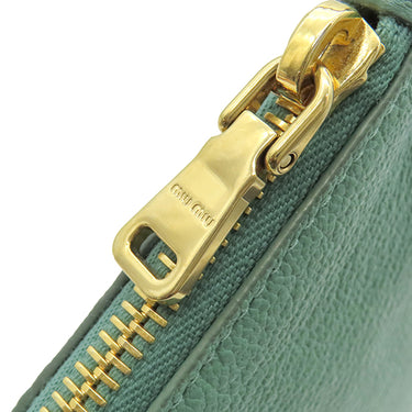 ミュウミュウ MIU MIU マドラス ポーチ 5NH013 グリーン レザー ポーチ ゴールド金具 緑 SALVIA クラッチ ポーチバッグ