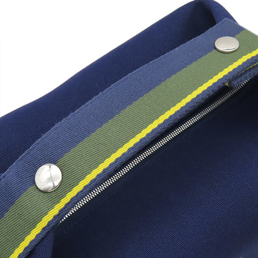 エルメス HERMES ブリッド ア ブラック Hパヴィヨン GM マリン コットン ポーチ シルバー金具 紺 Hブロック ハンドバッグ バニティバッグ