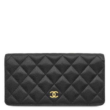 シャネル CHANEL マトラッセ ロングウォレット ブラック レザー キャビアスキン 長財布 ゴールド金具 黒 ココマーク