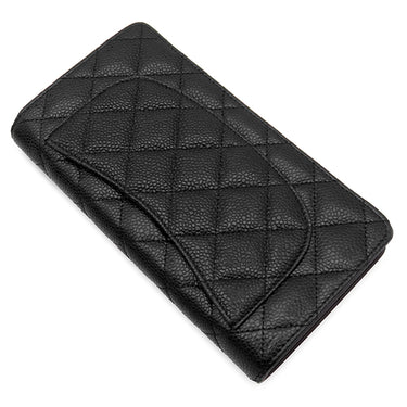 シャネル CHANEL マトラッセ ロングウォレット ブラック レザー キャビアスキン 長財布 ゴールド金具 黒 ココマーク