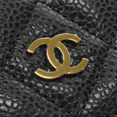 シャネル CHANEL マトラッセ ロングウォレット ブラック レザー キャビアスキン 長財布 ゴールド金具 黒 ココマーク