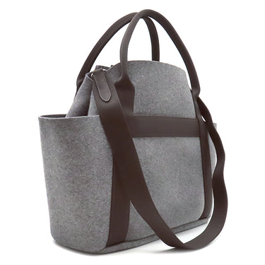 エルメス HERMES サックドパンサージュ グルーム グレー×ブラウン ウール ポリアミド 2WAYバッグ シルバー金具 茶 ショルダー トート