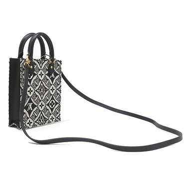 ルイヴィトン LOUIS VUITTON プティット サックプラ M80484 ブラック レザー モノグラムジャガード 2WAYバッグ シルバー金具 ショルダーバッグ