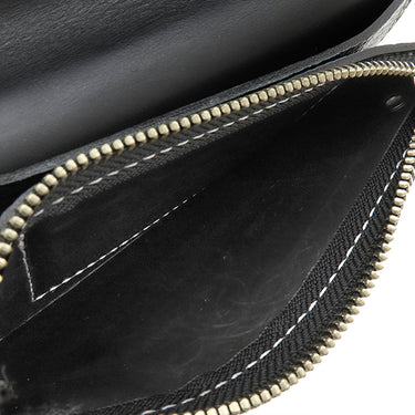 Gaboratory バッファロー ロング ウォレット アーリーモデル ブラック レザー 長財布 シルバー金具 黒 フラップ式 白ステッチ アトリエマーク