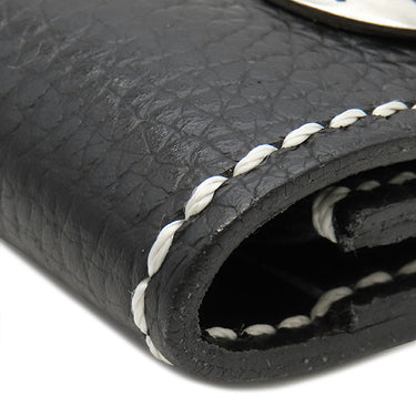 Gaboratory バッファロー ロング ウォレット アーリーモデル ブラック レザー 長財布 シルバー金具 黒 フラップ式 白ステッチ アトリエマーク