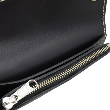 Gaboratory バッファロー ロング ウォレット アーリーモデル ブラック レザー 長財布 シルバー金具 黒 フラップ式 白ステッチ アトリエマーク