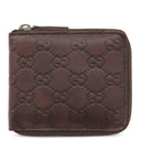 グッチ GUCCI グッチシマ ラウンドジップ ウォレット 190451 ブラウン レザー 二つ折り財布 シルバー金具 茶 コンパクトウォレット