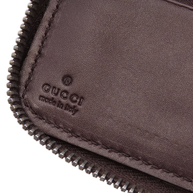 グッチ GUCCI グッチシマ ラウンドジップ ウォレット 190451 ブラウン レザー 二つ折り財布 シルバー金具 茶 コンパクトウォレット