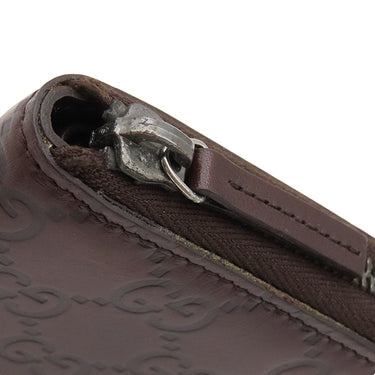 グッチ GUCCI グッチシマ ラウンドジップ ウォレット 190451 ブラウン レザー 二つ折り財布 シルバー金具 茶 コンパクトウォレット