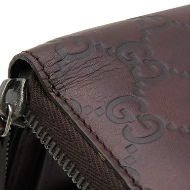 グッチ GUCCI グッチシマ ラウンドジップ ウォレット 190451 ブラウン レザー 二つ折り財布 シルバー金具 茶 コンパクトウォレット