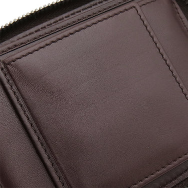 グッチ GUCCI グッチシマ ラウンドジップ ウォレット 190451 ブラウン レザー 二つ折り財布 シルバー金具 茶 コンパクトウォレット