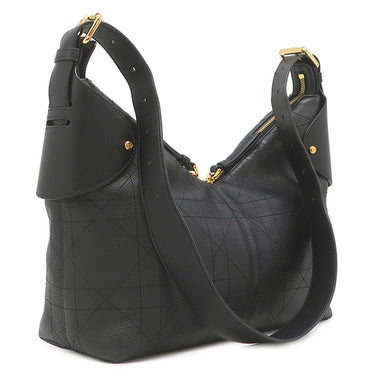 クリスチャン・ディオール Christian Dior Voyage バッグ ミディアム M2846UNUO_M900 ブラック カーフ ショルダーバッグ ゴールド金具 ヴォヤージュ マクロカナージュ