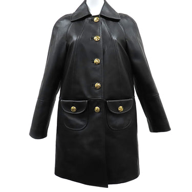 セリーヌ CELINE クロディーヌ カラーコート 2D561583C.38NO ブラック ラムスキン レーヨン 13195 アウター ゴールド金具 黒 ステンカラー ジャケット 新品 未使用