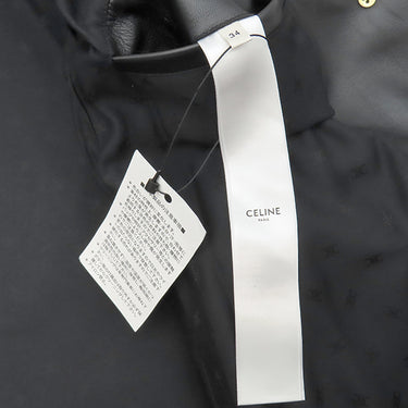 セリーヌ CELINE クロディーヌ カラーコート 2D561583C.38NO ブラック ラムスキン レーヨン 13195 アウター ゴールド金具 黒 ステンカラー ジャケット 新品 未使用