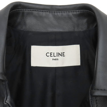 セリーヌ CELINE クロディーヌ カラーコート 2D561583C.38NO ブラック ラムスキン レーヨン 13195 アウター ゴールド金具 黒 ステンカラー ジャケット 新品 未使用