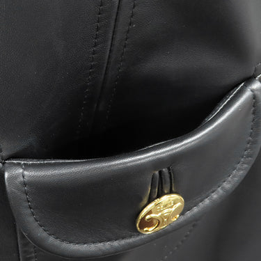 セリーヌ CELINE クロディーヌ カラーコート 2D561583C.38NO ブラック ラムスキン レーヨン 13195 アウター ゴールド金具 黒 ステンカラー ジャケット 新品 未使用