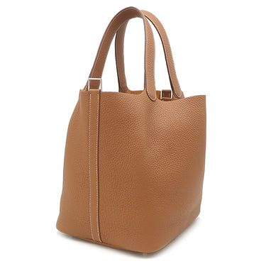 エルメス HERMES ピコタンロックGM ゴールド トリヨンクレマンス ハンドバッグ シルバー金具 茶