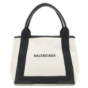 バレンシアガ BALENCIAGA Navy カバ S 339933 9266 0 002123 ナチュラル×ブラック キャンバス レザー トートバッグ シルバー金具 ネイビーカバス 花柄