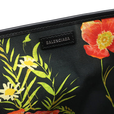 バレンシアガ BALENCIAGA Navy カバ S 339933 9266 0 002123 ナチュラル×ブラック キャンバス レザー トートバッグ シルバー金具 ネイビーカバス 花柄