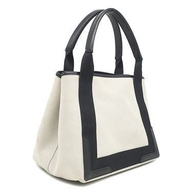 バレンシアガ BALENCIAGA Navy カバ S 339933 9266 0 002123 ナチュラル×ブラック キャンバス レザー トートバッグ シルバー金具 ネイビーカバス 花柄