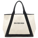 バレンシアガ BALENCIAGA Navy カバ M 339936 1081 W 002123 ナチュラル×ブラック キャンバス レザー トートバッグ シルバー金具 ネイビーカバス 黒