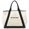 バレンシアガ BALENCIAGA Navy カバ M 339936 1081 W 002123 ナチュラル×ブラック キャンバス レザー トートバッグ シルバー金具 ネイビーカバス 黒
