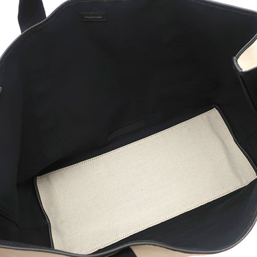 バレンシアガ BALENCIAGA Navy カバ M 339936 1081 W 002123 ナチュラル×ブラック キャンバス レザー トートバッグ シルバー金具 ネイビーカバス 黒