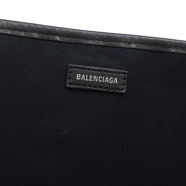 バレンシアガ BALENCIAGA Navy カバ M 339936 1081 W 002123 ナチュラル×ブラック キャンバス レザー トートバッグ シルバー金具 ネイビーカバス 黒