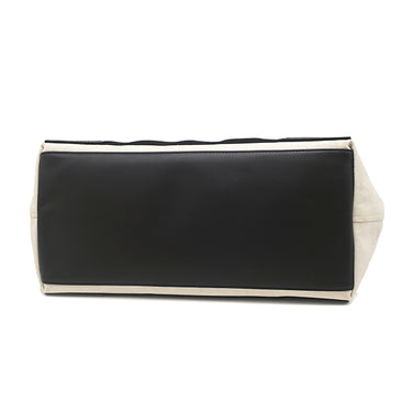 バレンシアガ BALENCIAGA Navy カバ M 339936 1081 W 002123 ナチュラル×ブラック キャンバス レザー トートバッグ シルバー金具 ネイビーカバス 黒