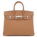 エルメス HERMES バーキン25 ゴールド トゴ ハンドバッグ シルバー金具 新品 未使用 茶