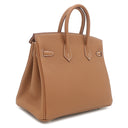 エルメス HERMES バーキン25 ゴールド トゴ ハンドバッグ シルバー金具 新品 未使用 茶