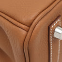 エルメス HERMES バーキン25 ゴールド トゴ ハンドバッグ シルバー金具 新品 未使用 茶