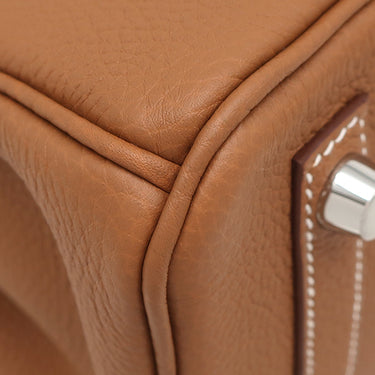 エルメス HERMES バーキン25 ゴールド トゴ ハンドバッグ シルバー金具 新品 未使用 茶