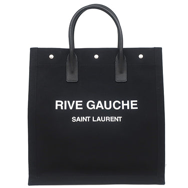 サンローラン SAINT LAURENT リヴ ゴーシュ 632539 ブラック キャンバス レザー トートバッグ シルバー金具 黒 RIVE GAUCHE