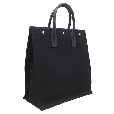 サンローラン SAINT LAURENT リヴ ゴーシュ 632539 ブラック キャンバス レザー トートバッグ シルバー金具 黒 RIVE GAUCHE